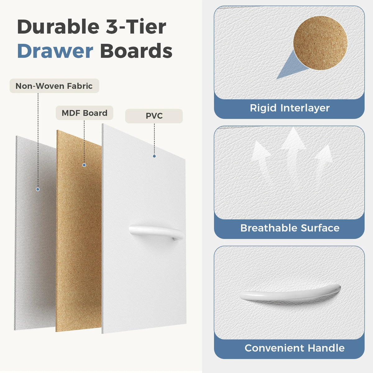 JHK 5 Fabric Drawer Chest with Raised Shelf Metal