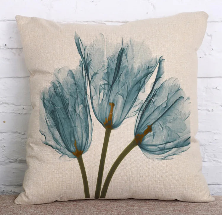 Colorful Flowers Printed Decorative Throw Pillow Floral Plant Cushion Cover Decoration Home Textile For Sofa Home