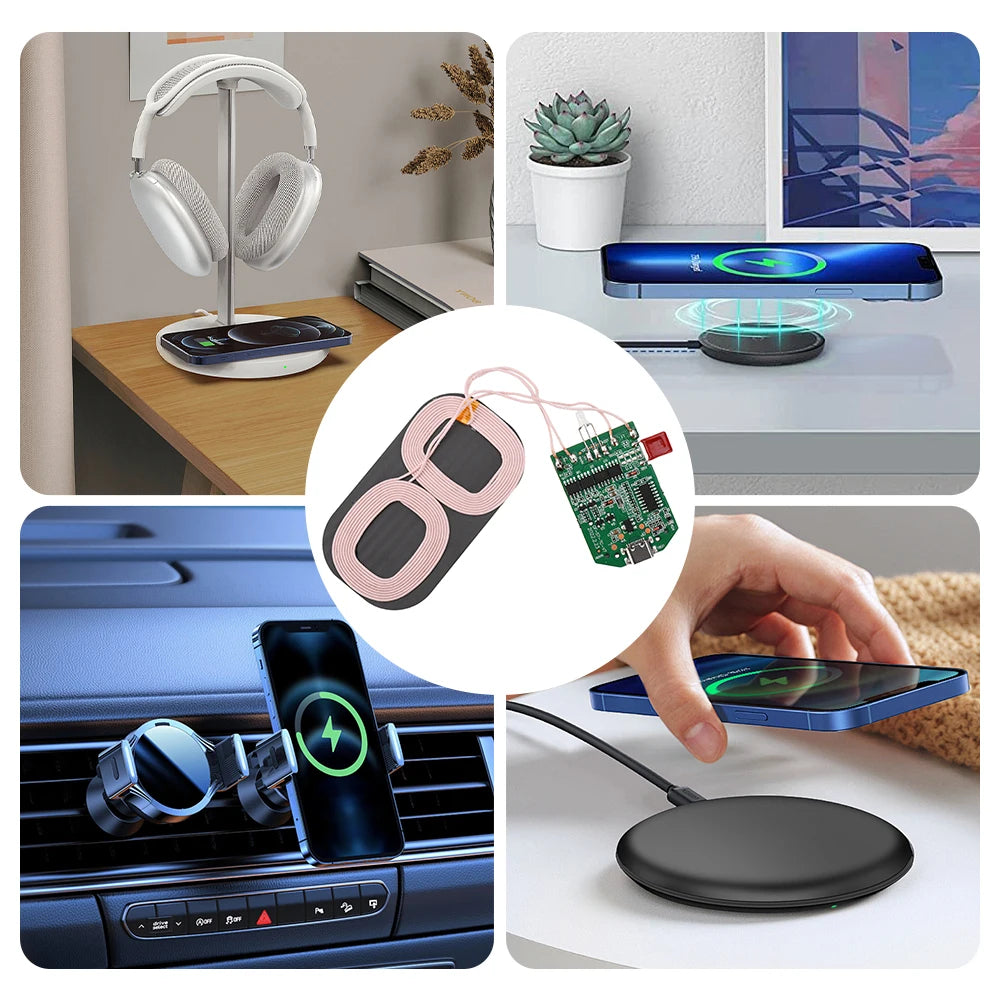 5~15W Adaptive Wireless Charging Module Charging Protection Board Equalizer Module QI Fast Charging Board DIY Wireless Charger