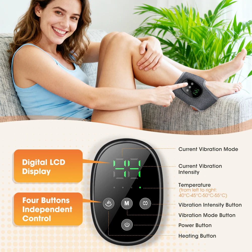 Electric Foot Massager Heated Vibration Cordless Ankle Wrap Portable