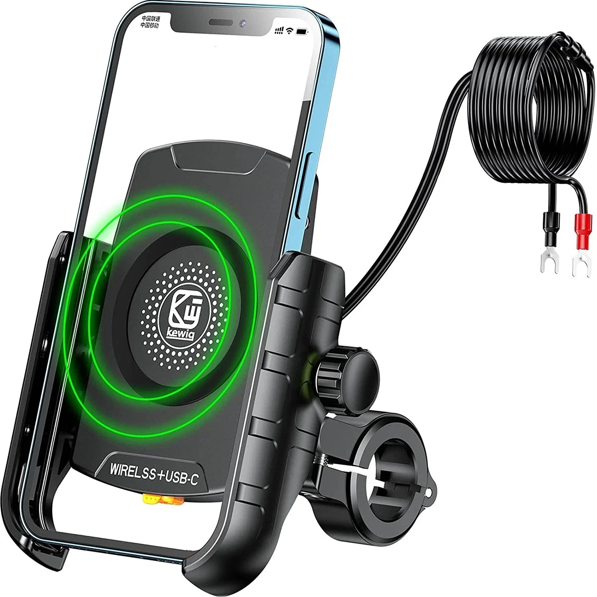 Motorcycle Phone Holder Wireless Charger Moto Motorbike Mirror Mobile Stand Support USB-C Fast Wireless Charging Cellphone Mount