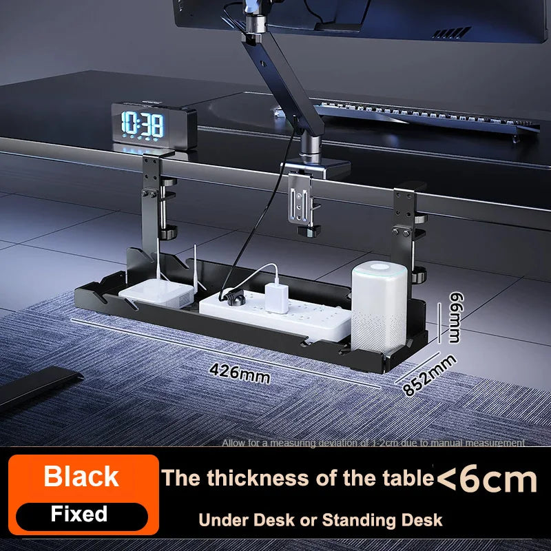 New Multi Functional Shelf Desk Under Table Hanging Metal Cable Holder Kitchen Organizer No-Drill Standing Desk Organizer