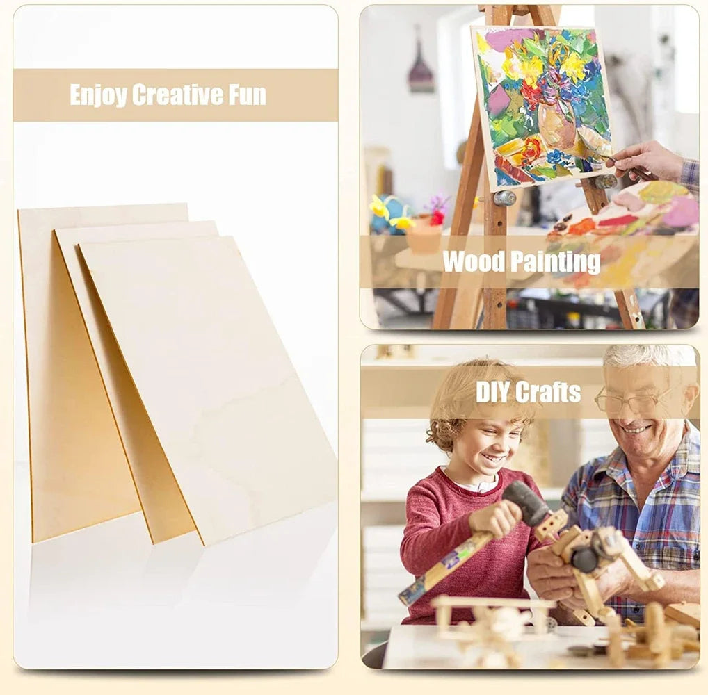 Wood Square 4x4in Blank Wood Sheet for Crafts, Thin Unfinished Wood Squares for Wood Burning Painting Staining Wood Engrav