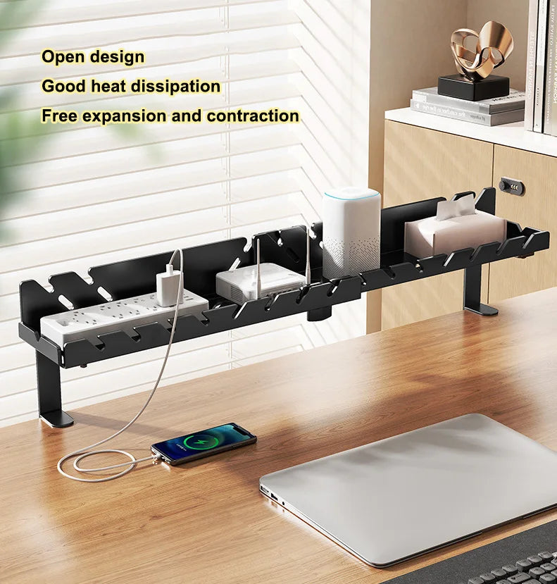New Multi Functional Shelf Desk Under Table Hanging Metal Cable Holder Kitchen Organizer No-Drill Standing Desk Organizer