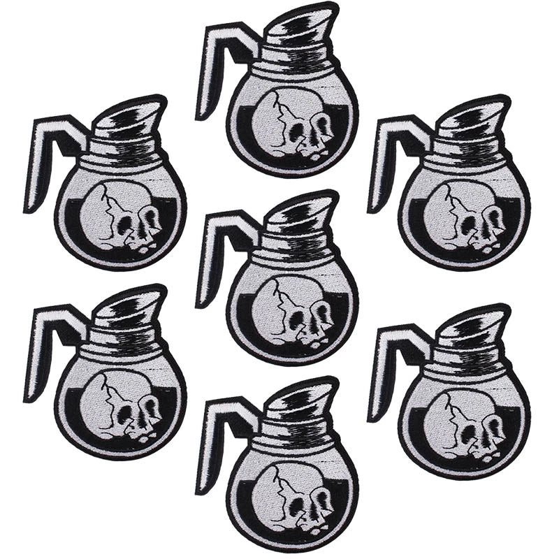 Prajna Wholesale 10PCS Punk Skull Patch For Clothing Skeleton Patches On Clothes DIY Fusible Patch Applqiues Embroidered Pacthes