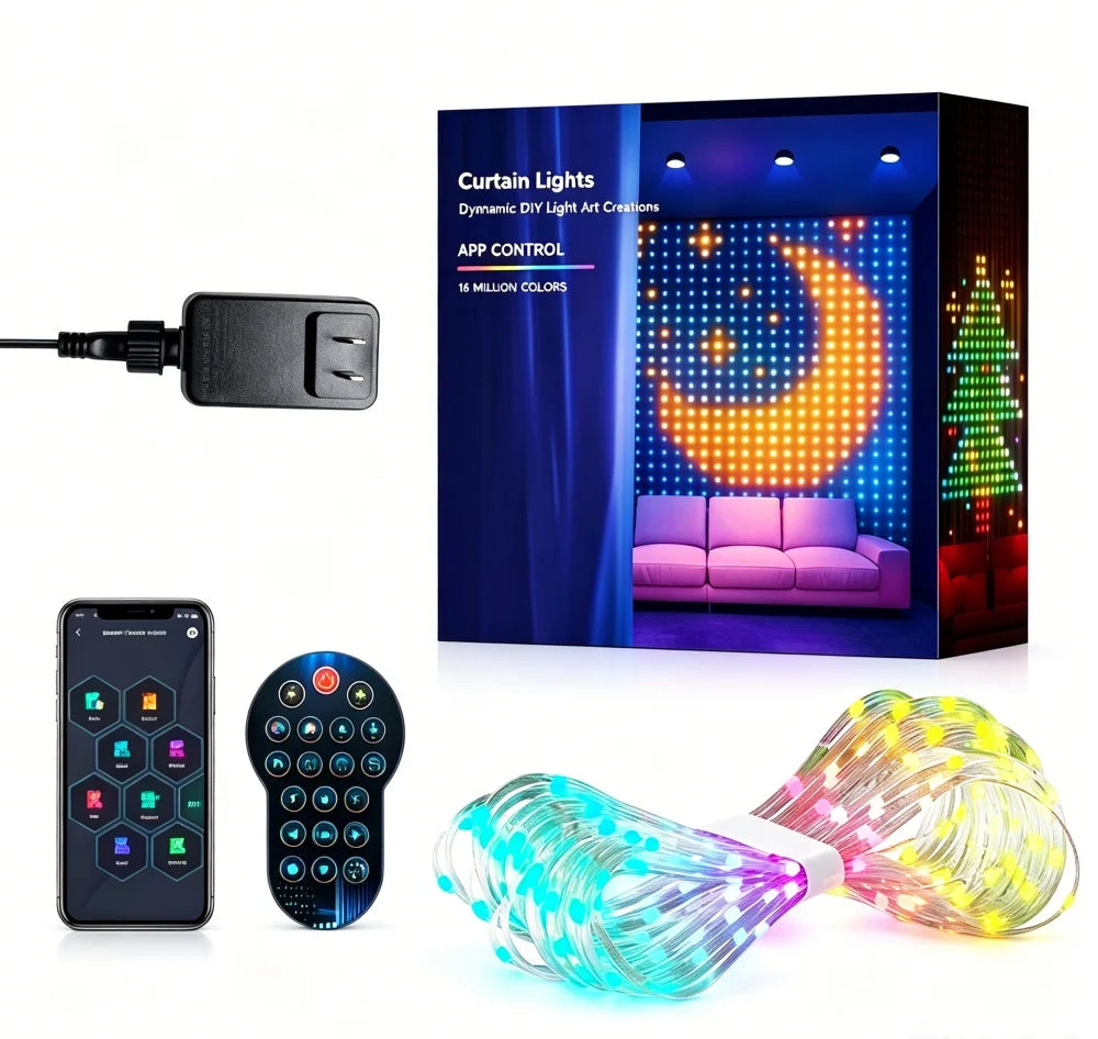 Smart RGB Pixel Curtain Lights Bluetooth APP Control DIY