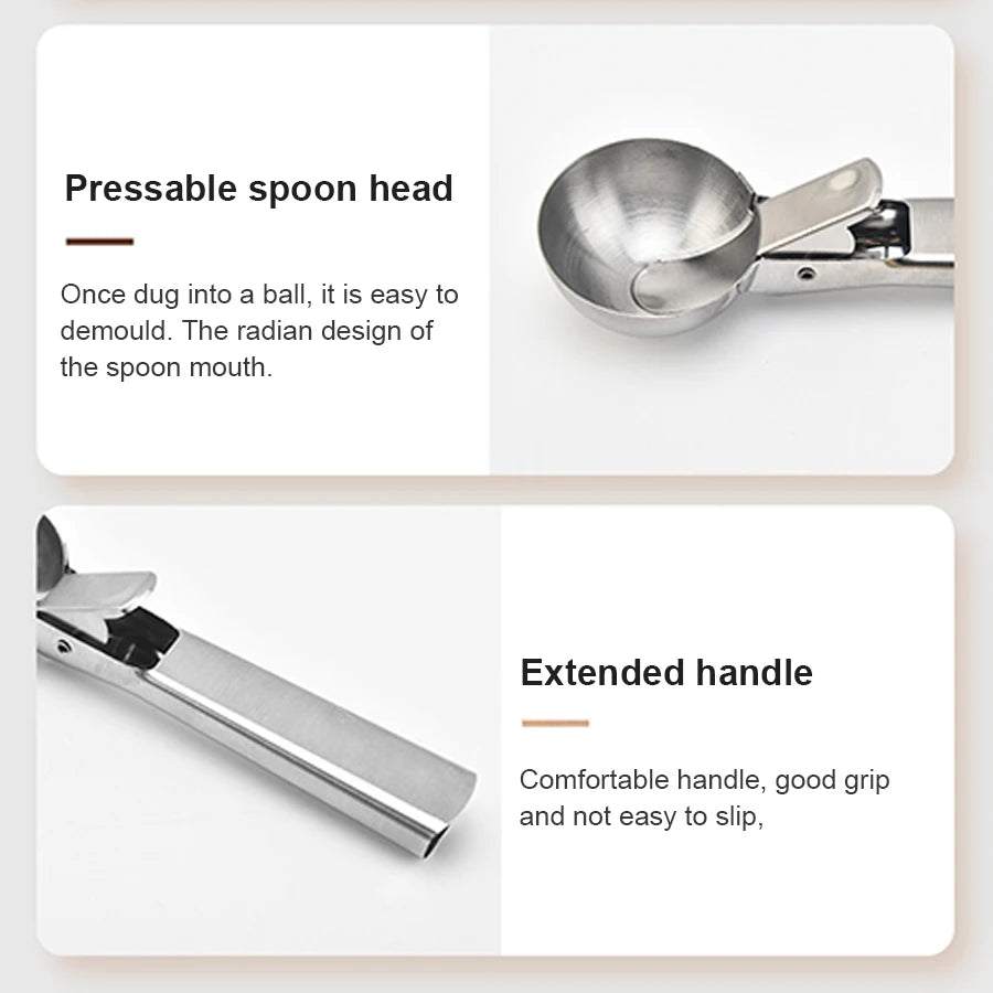 Stainless Steel Dual-purpose Ice Cream Scoop Ice Cream Scooper Multifunctional Fruit Scoop Kitchen Supplies