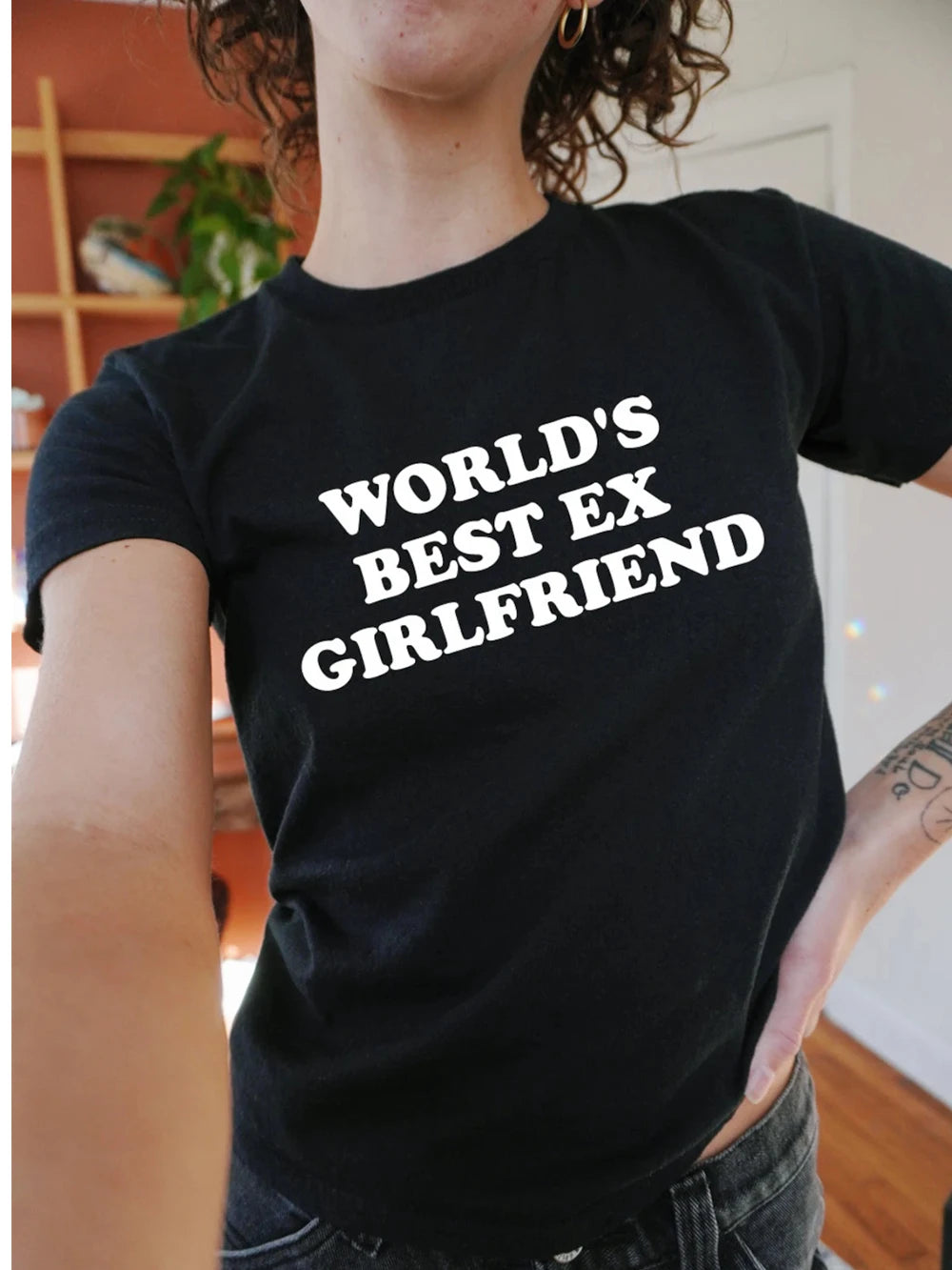 World's Best Ex Girlfriend 90s Girls T-Shirt Women's Fitted Tee Summer Cotton Trendy Top Drop Ship