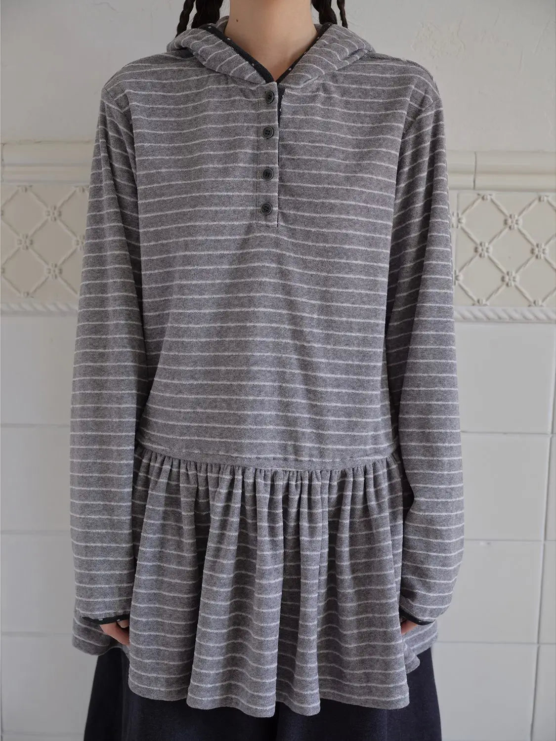 Onalippa Girl Style Hooded Sweatshirt Spring Autumn New College Women Clothing Gray White Striped Long Sleeved T-shirt Base