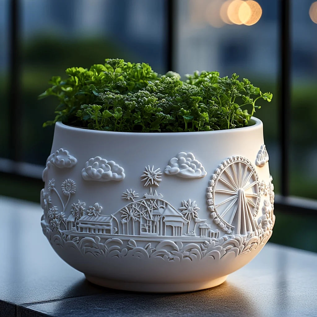 Sea Bay Canyon Relief Succulent Plant Flower Pot Resin Silicone Mold Mountain Range Sea Sunrise Relief Storage Box Gypsum Molds