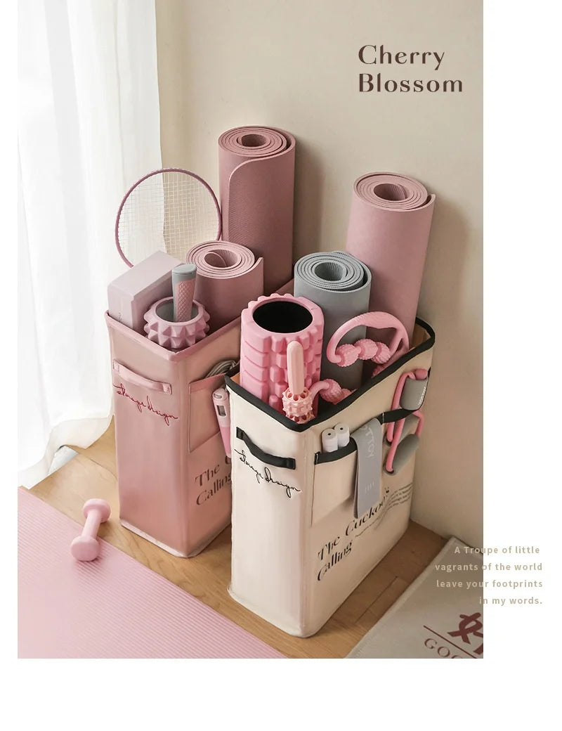 Yoga Storage Basket Sports Equipment Storage Foldable Miscellaneous Items Yoga Mat Organizer