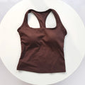 Women's Square Neck Racerback Sports Bra Fixed Pads Shockproof
