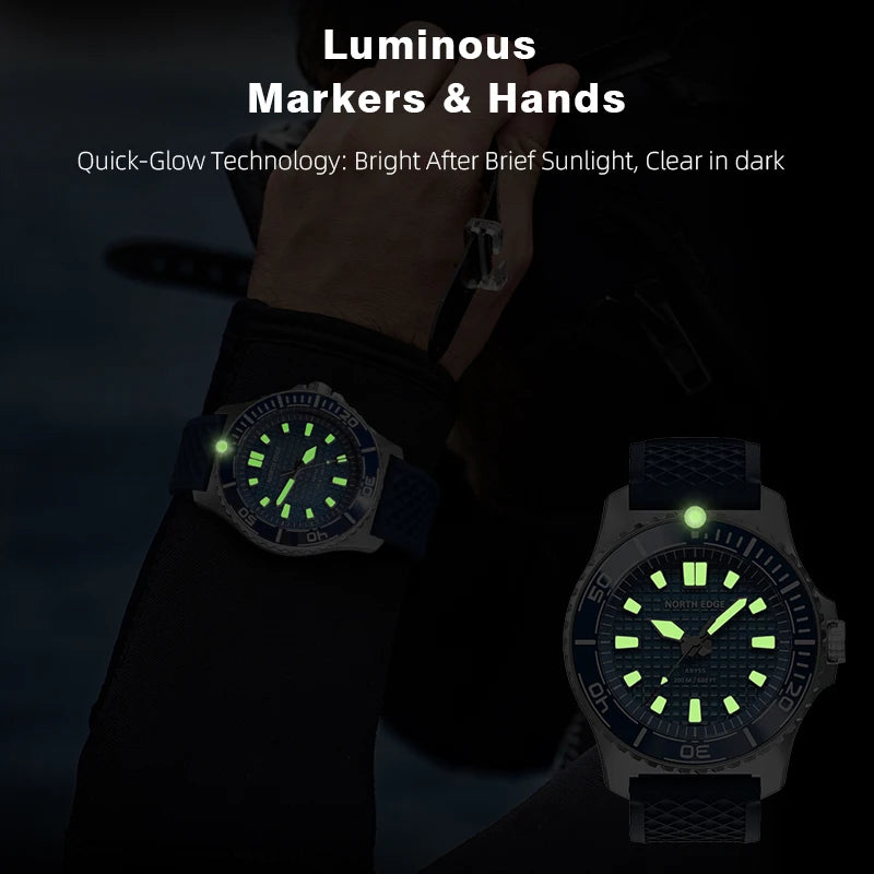 North EDGE Abyss Men Solar Powered Diving Quartz Luxury
