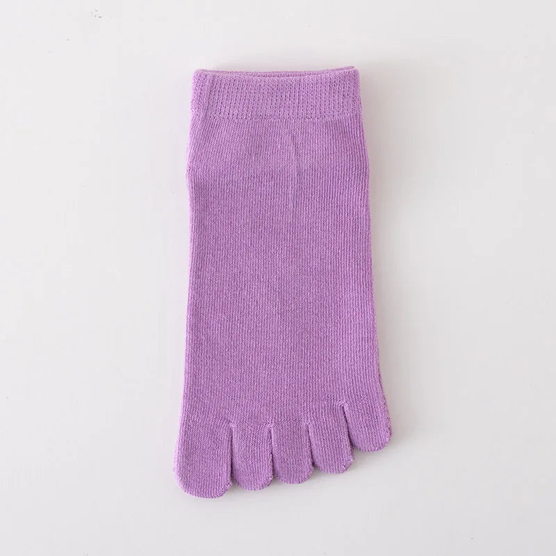 Spring Summer Women's Candy Color Ankle Socks Sweat absorption Breathable Cotton Split Toe Socks 5 Toes Short Five Finger Socks