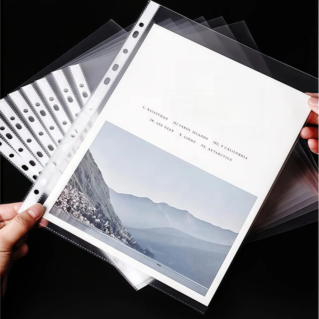50/100pcs Clear A4 Plastic File Folders - 11-Hole 3-Ring