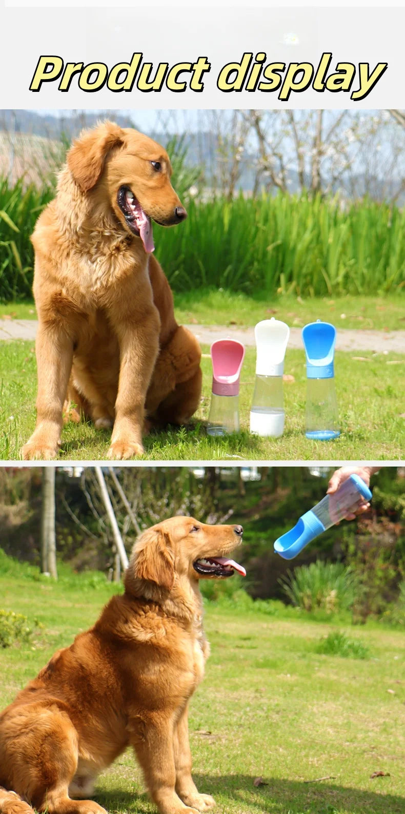 2In1 Portable Dog Water Bottle With Food Container For Small Large Dogs Cat Pet Outdoor Drinking Bowl Golden Retriever Supplies