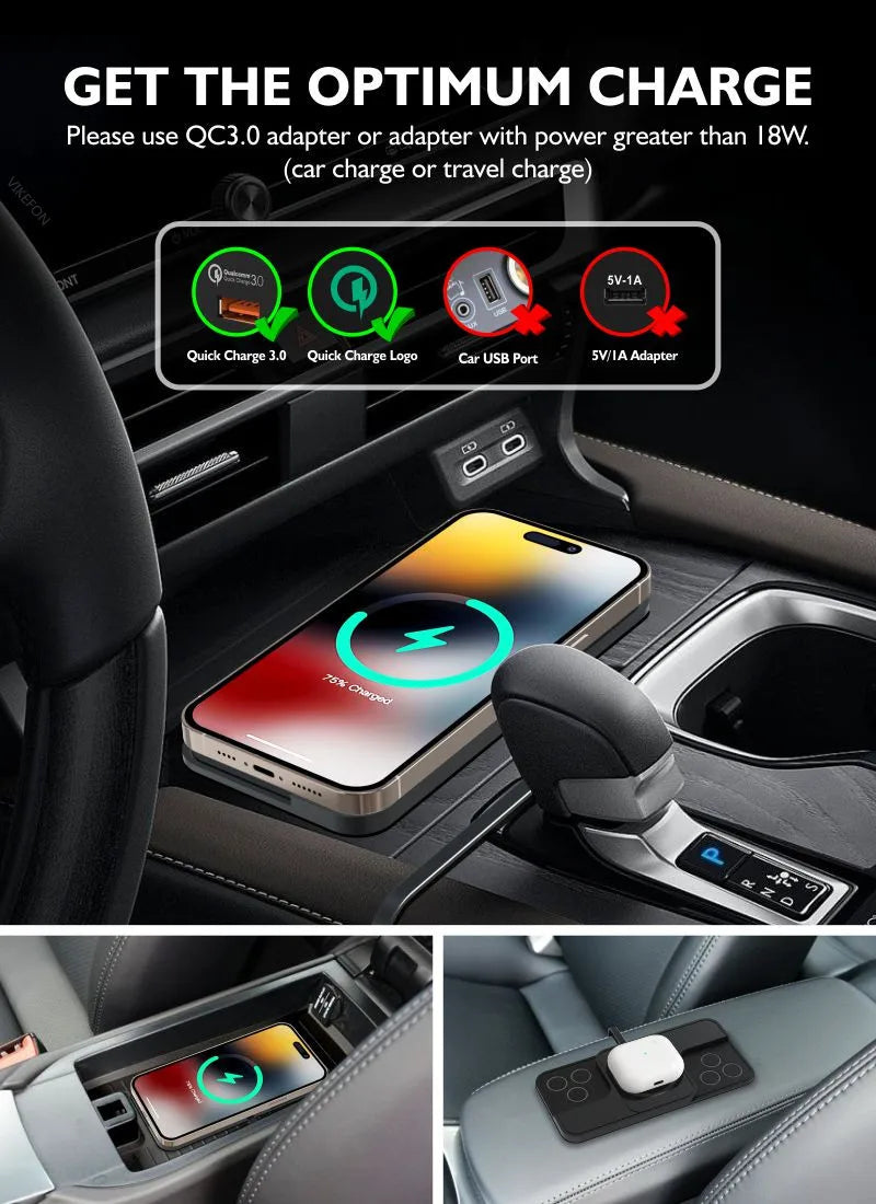 30W Fast Car Wireless Charger Pad for iPhone 15 14 13 12 Samsung Huawei AirPods Phone Non-slip Quick Car Wireless Charging Stand