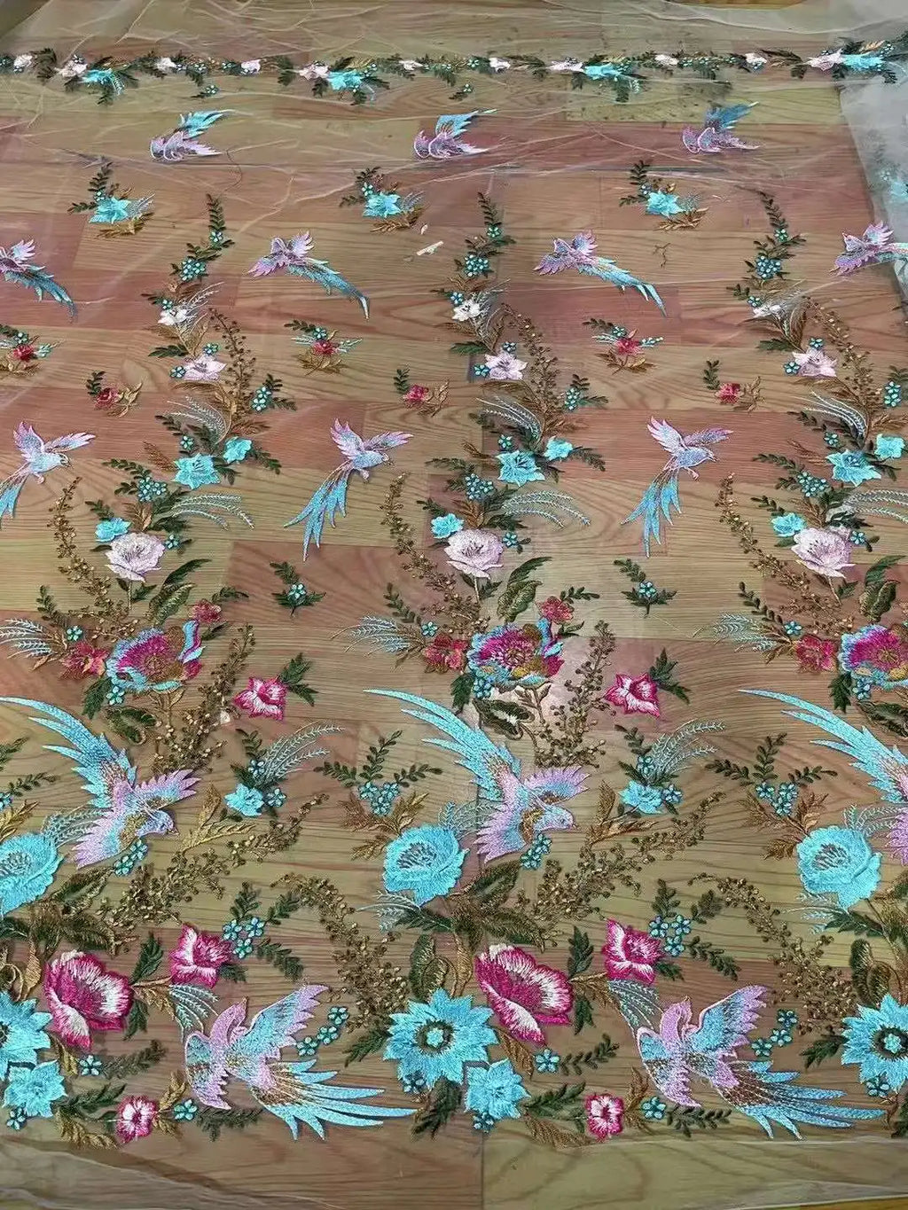 Fabric for Sewing Embroidery Birds Fabric Material for Clothes by Yard Fabric for Needlework Tulle Lace NEW 2023