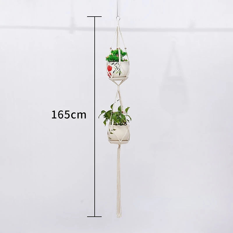 Handmade Macrame Plant Hanging Basket Garden Pots Holder Balcony Macrame Wall Hanging Decoration Knotted Lifting Rope Home Decor
