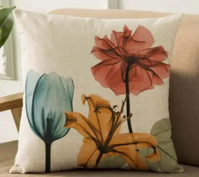 Colorful Flowers Printed Decorative Throw Pillow Floral Plant Cushion Cover Decoration Home Textile For Sofa Home