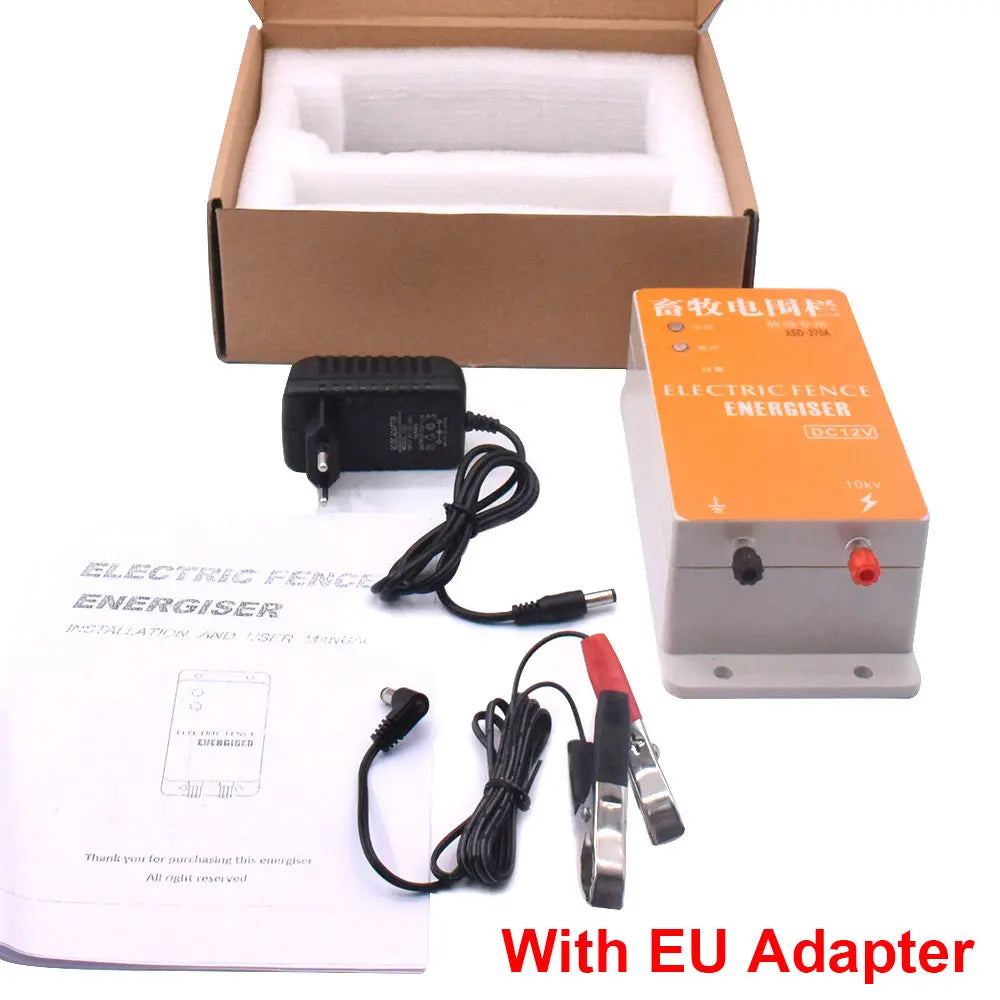 5/10/20/30/40KM Electric Fence Energizer with 5pcs Insulator High-voltage Pulse Output Controller Farm Fence Shepherd Alert Tool