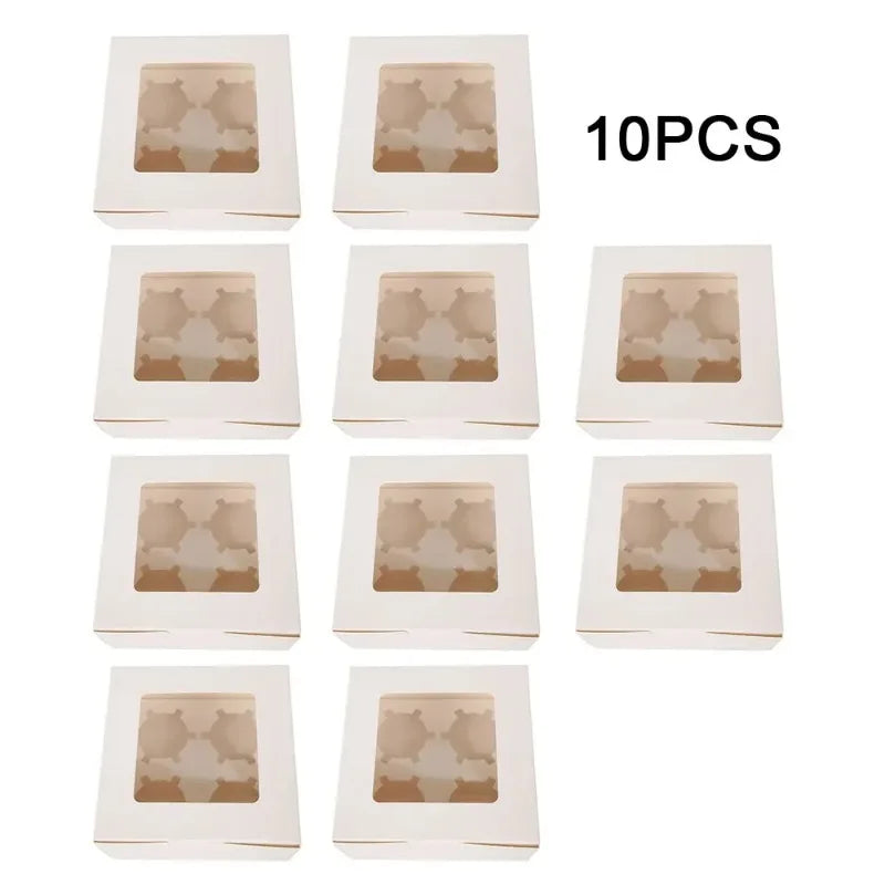 Clear Window Cupcake Boxes with Inserts Cake Holder Carrier for Holiday Parties Baking Supplies and Special Events