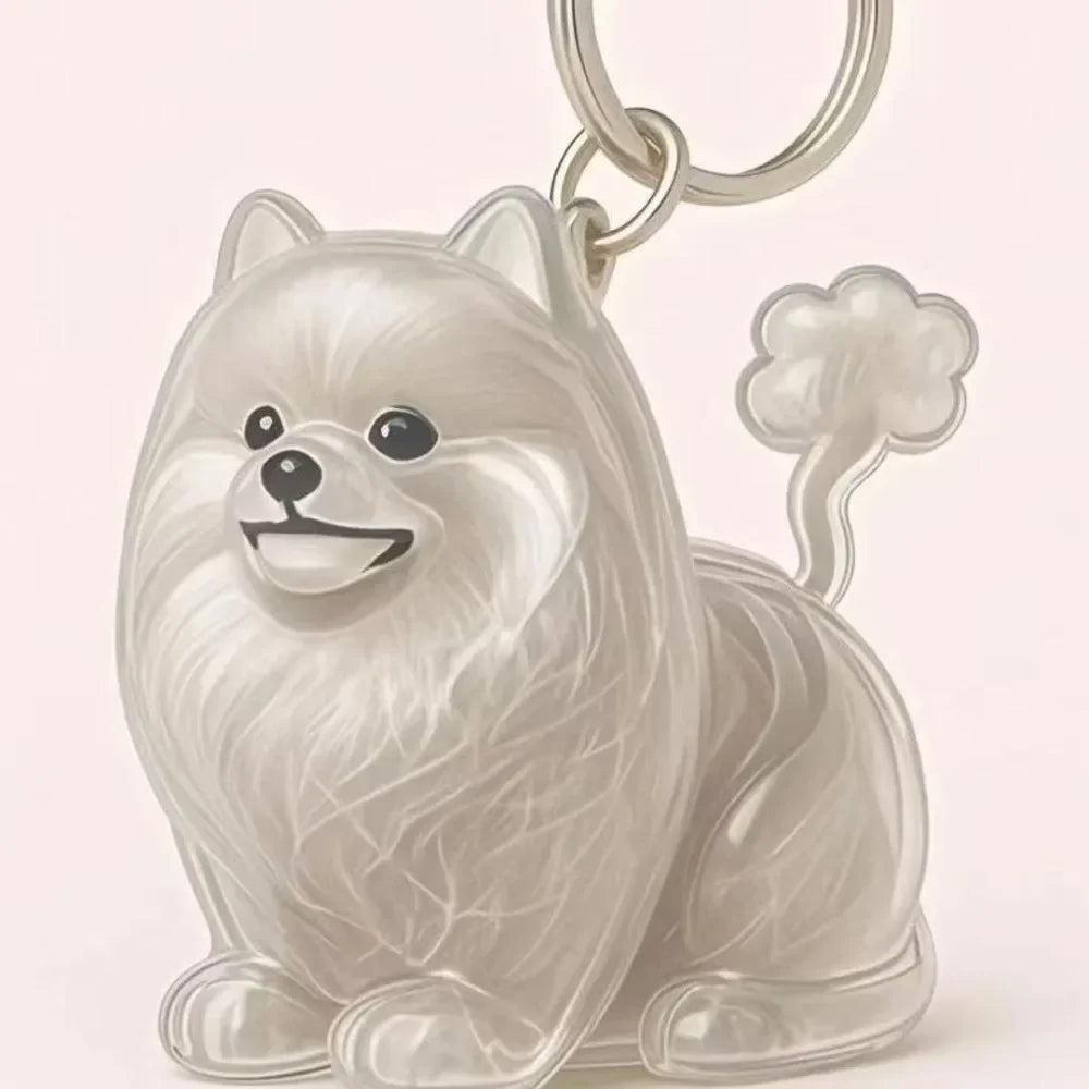 Dog Shape Dog Hair Storage Box Transparent Hair Grooming Pet Hair Keychain DIY Handmade Acrylic Puppy Pendants Backpack