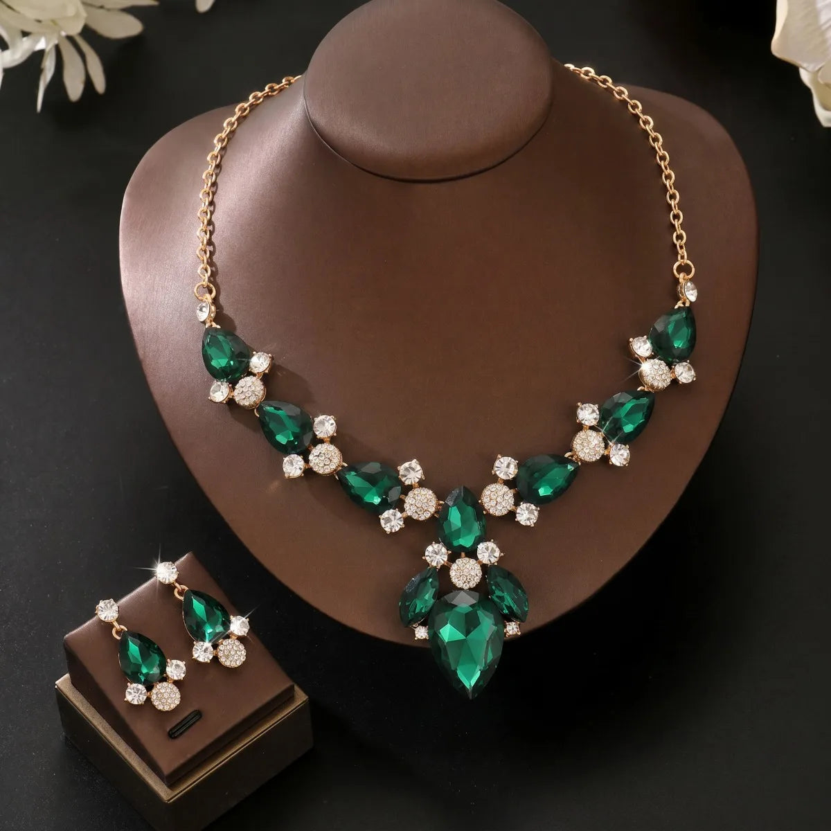 Gorgeous Water Drop Set for Ladies' Banquet Red Carpet Dress Accessories Wedding Bridal Photo Jewelry Set