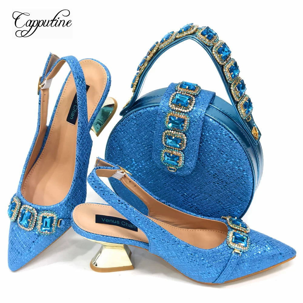 Wine Women Shoes And Bag Set Luxury African Ladies