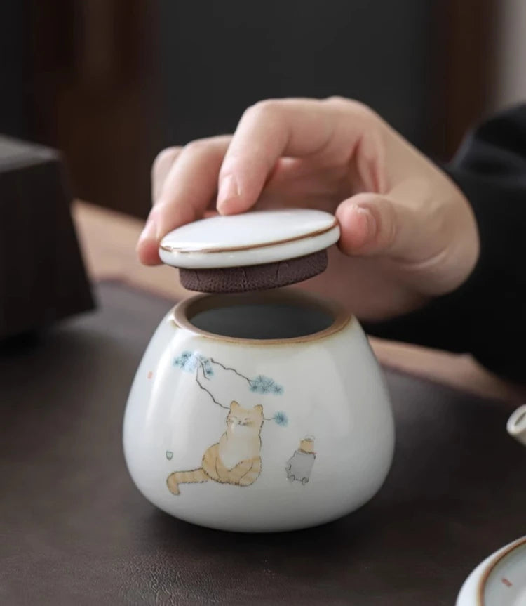Urns for Ceramics Ashes Sealed Cremation Funeral Keepsake Human Pet Memorial Suitable Home Fireplaces Burial Ash Urn Cat