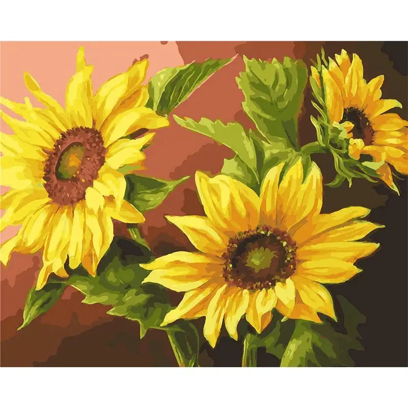 GATYZTORY DIY Frame Painting By Numbers Kits Sunflowers Abstract Modern Home Wall Art Picture Flowers Paint By Numbers