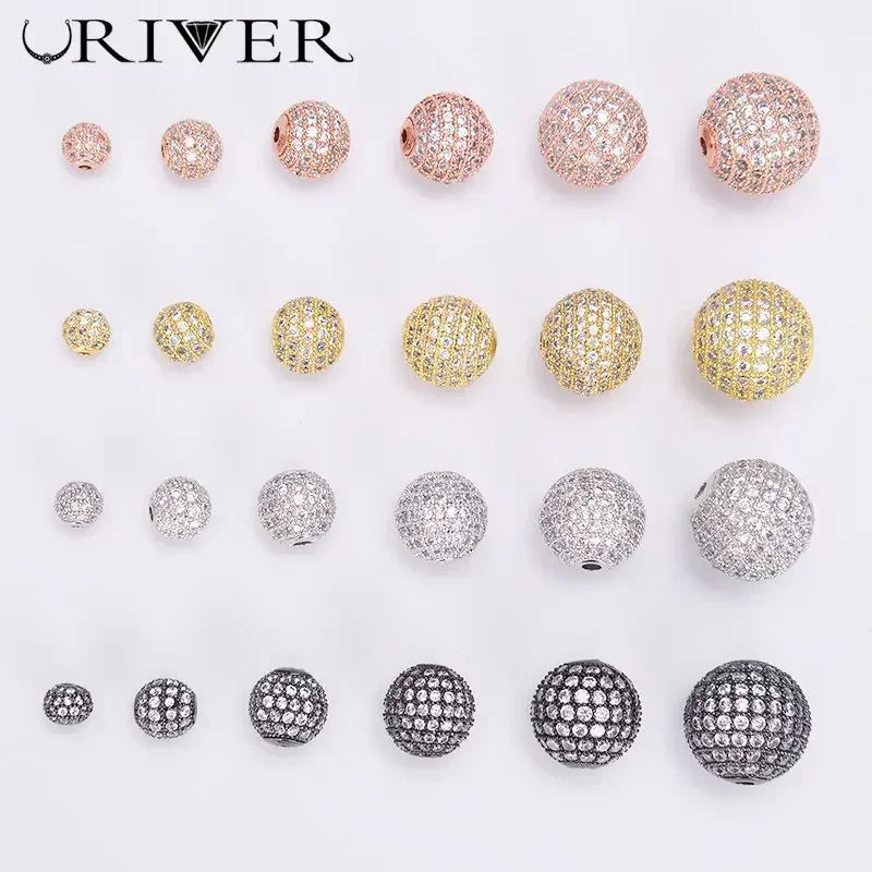 Beads for Jewelry Making Gold Silver Color Accessories Paved