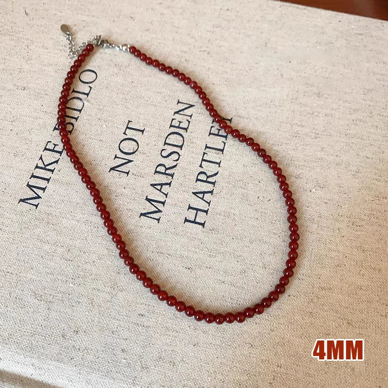 Vintage Red Beaded Necklaces For Women Chinese Style Glass Beads Necklace Exquisite Elegant Choker Aesthetic Jewelry Accessories