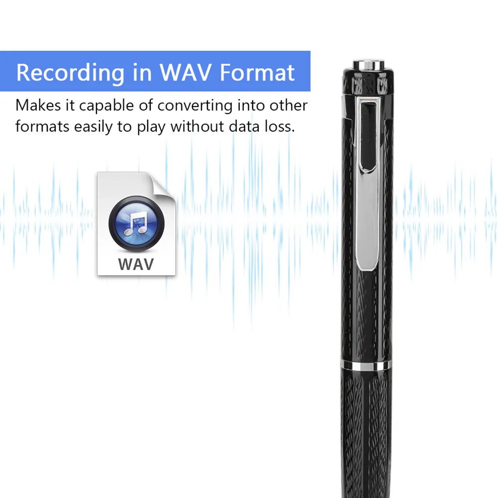 Pen-Shaped Continuous 12-Hour Digital Voice Recorder 192kbps