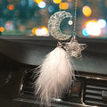 Feather Mirror Car Pendant for Girls Lucky Ornament Hanging Charm Home Decor Car Interior Accessories
