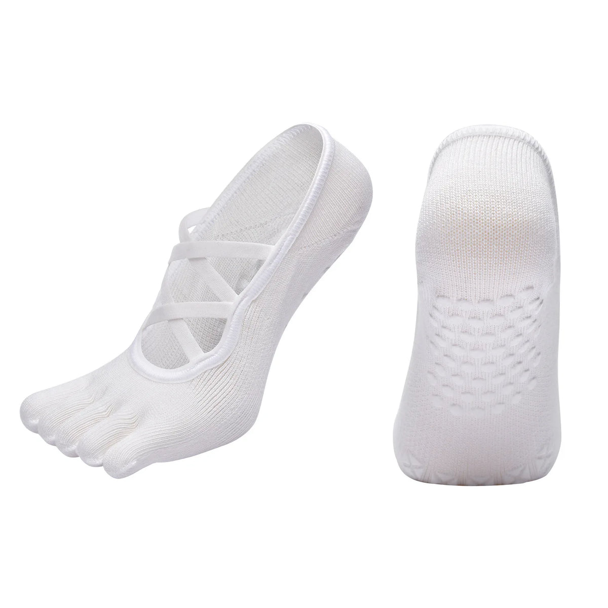 Women Bandage Breathable Pilates Socks Ladies Anti-slip Cotton Backless Sock Five Toes Ballet Dance Fitness Workout Sports Socks