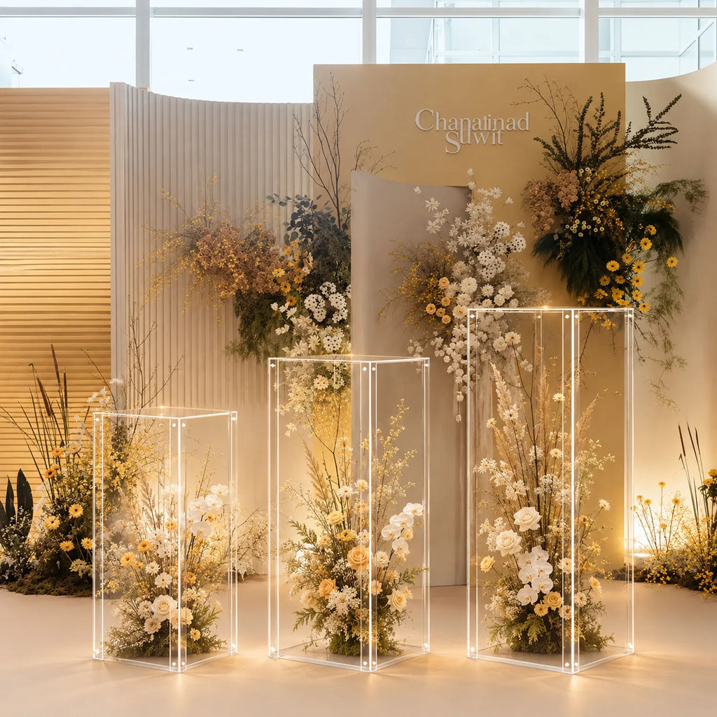 Clear Acrylic Pedestal Display Stands, 3 Pack