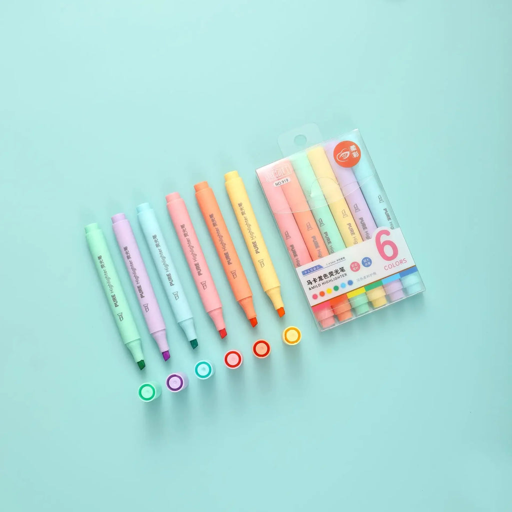 Pastel Highlighter Pen Set, 6 Pack