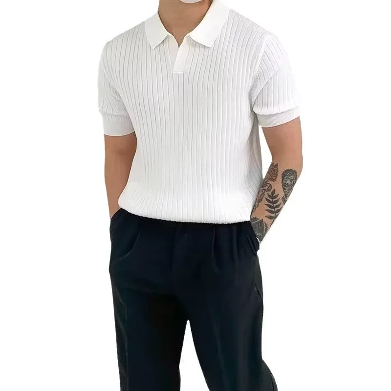 Men's Knitted Short-Sleeve Polo Shirt