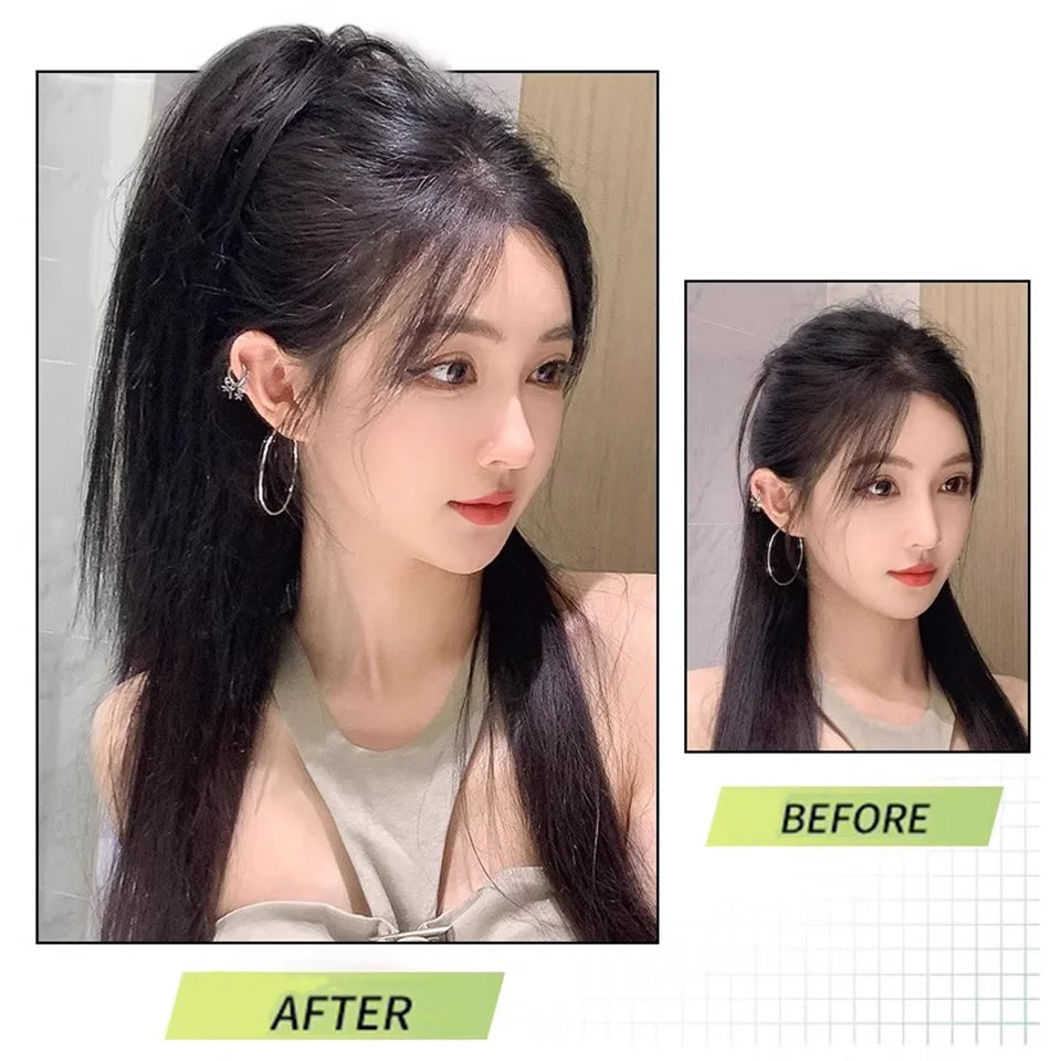Short Straight Claw Clip Ponytail Extensions Synthetic Layered