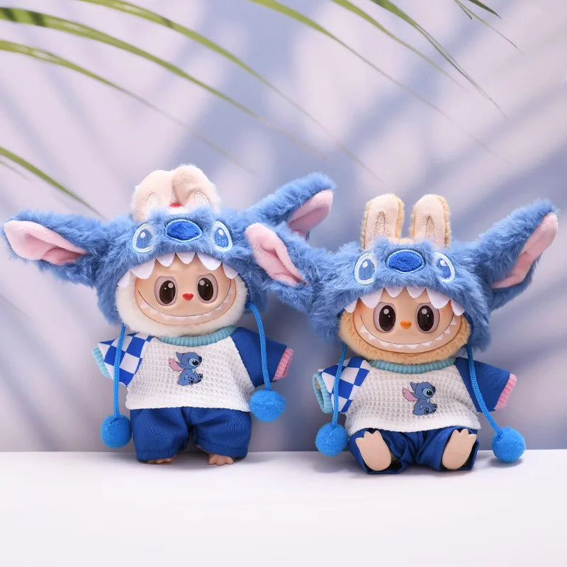 Kawaii Stitch Doll Clothes 15-17Cm Plush Doll Clothes Hat Set Doll Replacement Cartoon Doll Accessories Pet Clothes