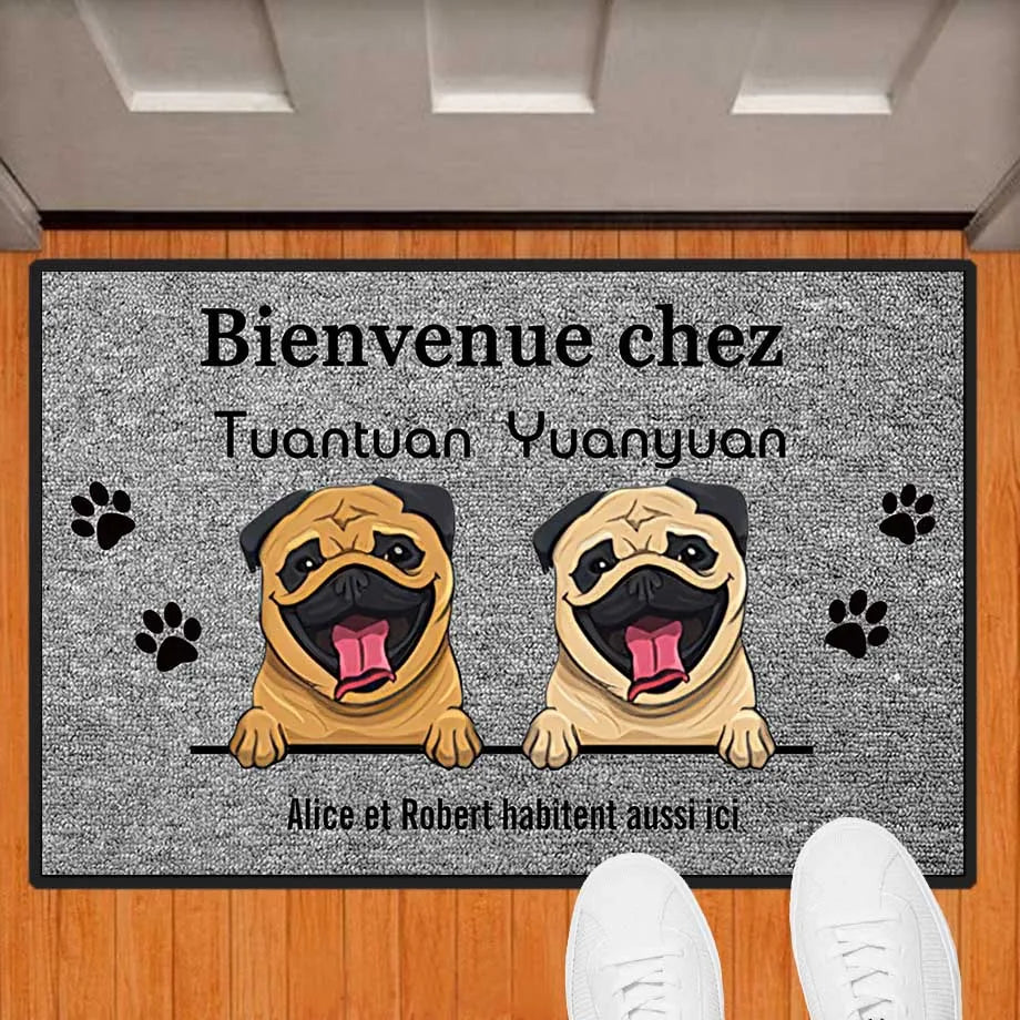 Bienvenue Chez Pet Home Doormat Personalized Dog Cat Mat Rug Hallway Doorway Floor Mats Carpet Home Decor Accessory