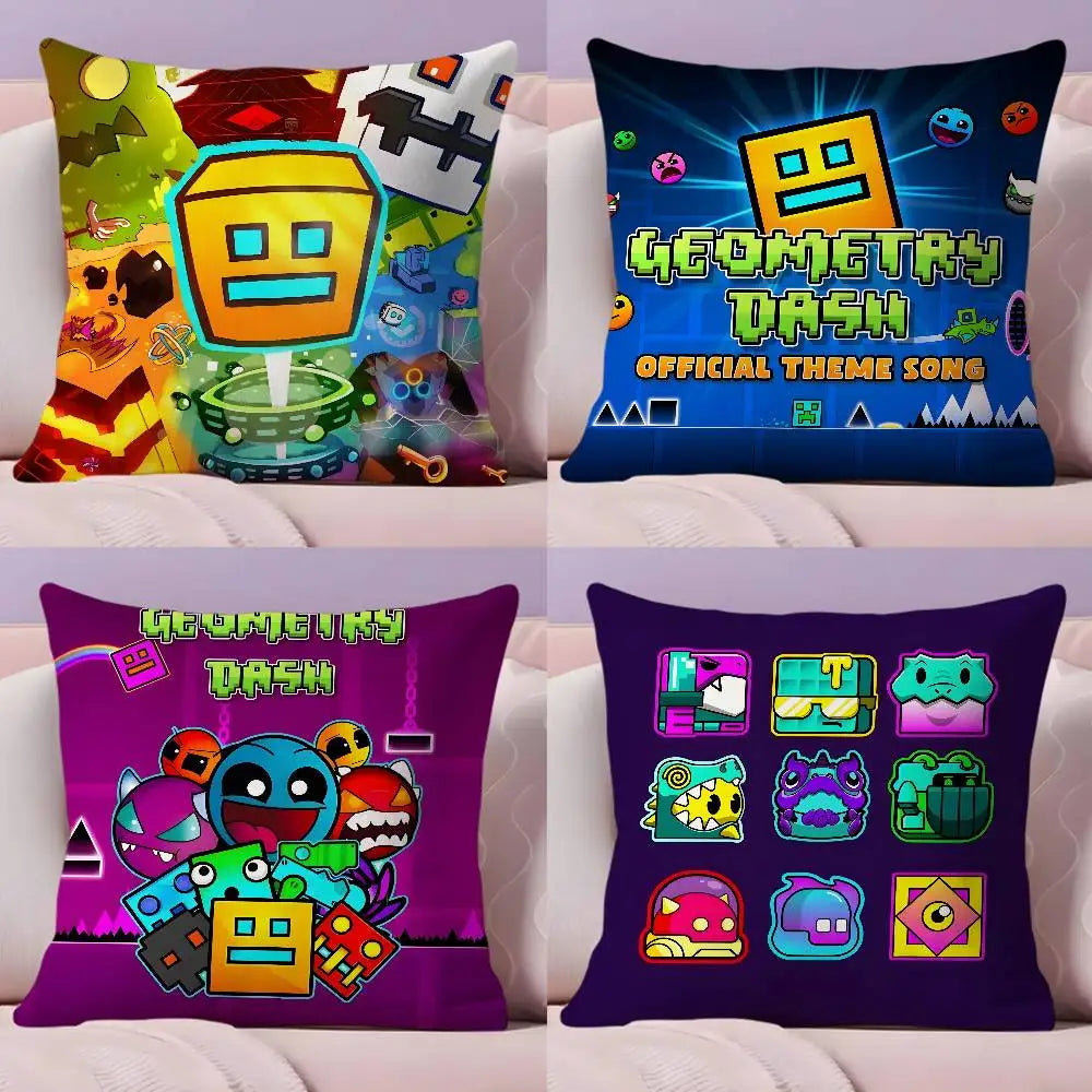MUSIC Game Geometry Dash Pillow Case Ultra Soft Skin Friendly Fabric Cloud Like Comfort & Concealed Zipper