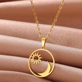 Stainless Steel Geometric Necklace For Women Fashion Sun Sunflower