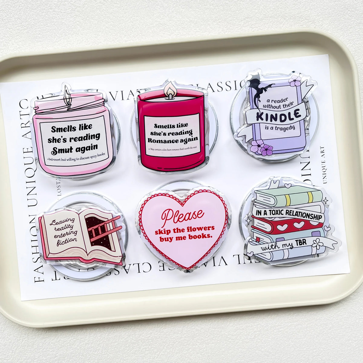 Kindle Bookish Magsafe Phone Grip Magnetic Kindle Holder Pink