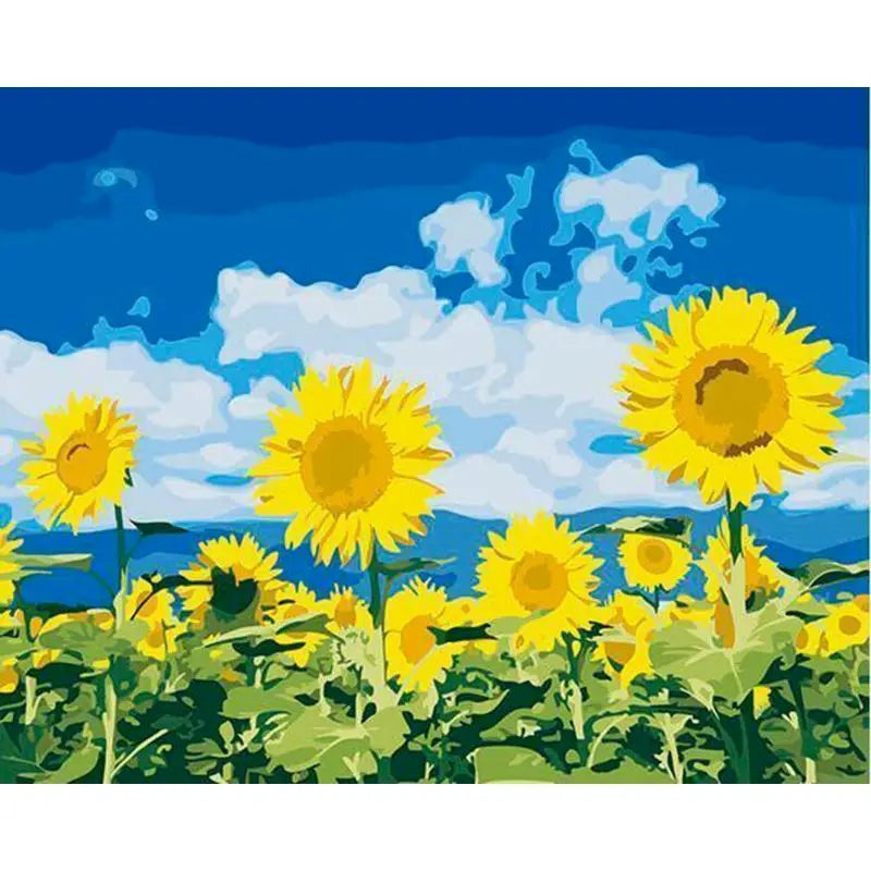 GATYZTORY DIY Frame Painting By Numbers Kits Sunflowers Abstract Modern Home Wall Art Picture Flowers Paint By Numbers