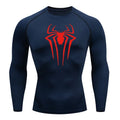 Spider Print Long Sleeve Compression Shirts for Men Gym
