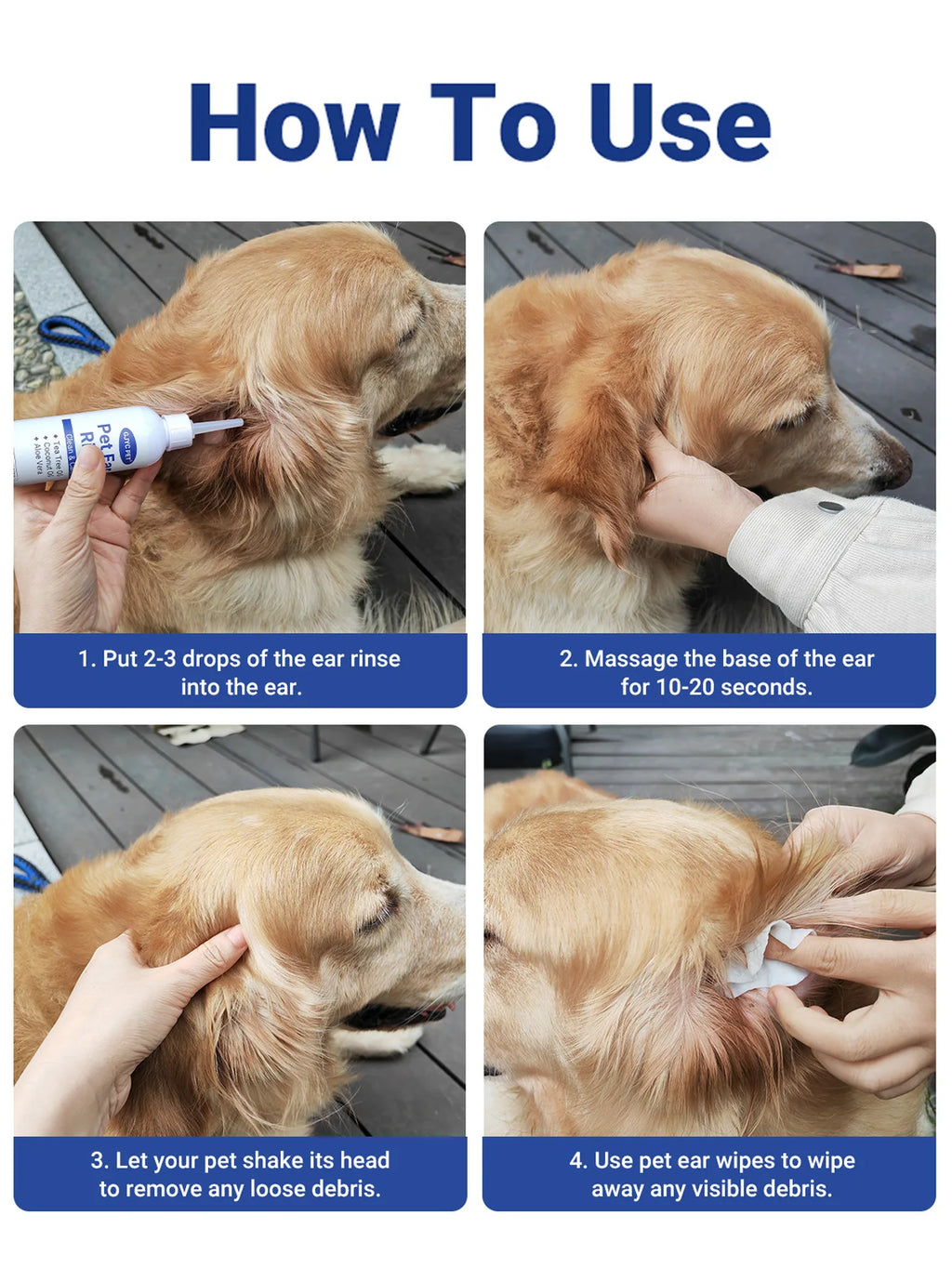 Ear Cleaner Drops for Cats Dogs Gentle Earwax Removal Mite Prevention with Hypoallergenic Formula 120ml Safe Ear Rinse Solution