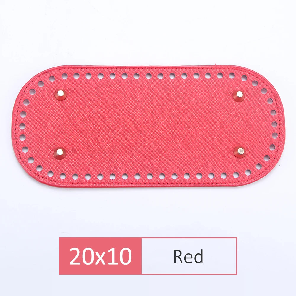 QJH 1 Pcs PU Leather Oval/Round Long Knitting Crochet Bags Bottom for Thick Yarn DIY Weaving Supplies Home Decor Purse Making