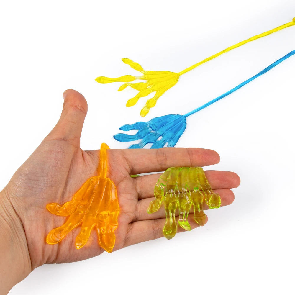 10pcs Halloween Sticky Hands Toys for Kids Spider Web pumpkin bat ghost hand Stretchy Sticky Toys Halloween Trick or Treat Party